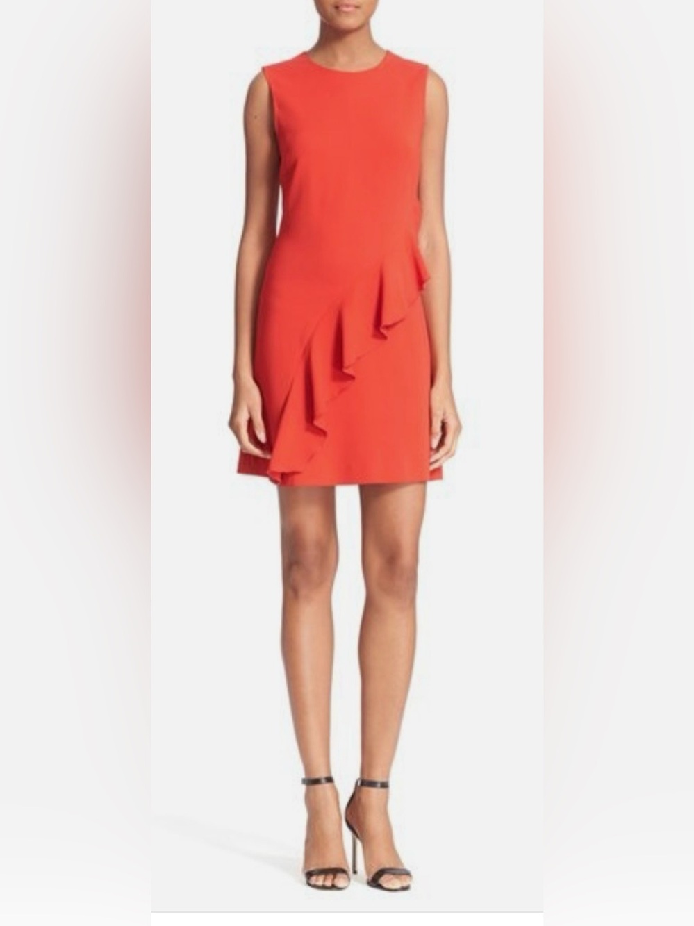 A.L.C. Coral-Red Ruffle-Trim Mini dress, US0